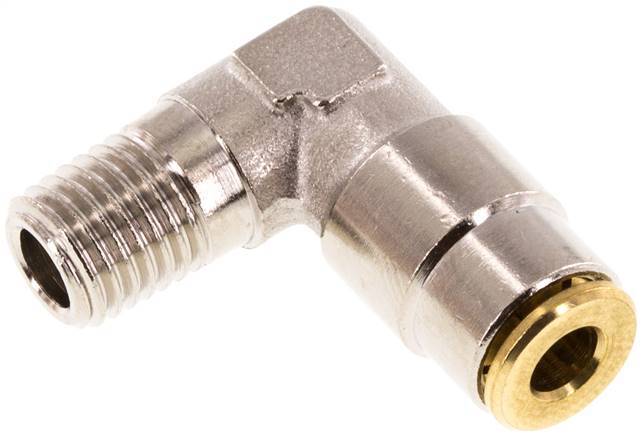 4mm x M 8 x 1 (conical) 90deg Elbow Push-in Fitting with Male Threads Brass NBRHigh Pressure