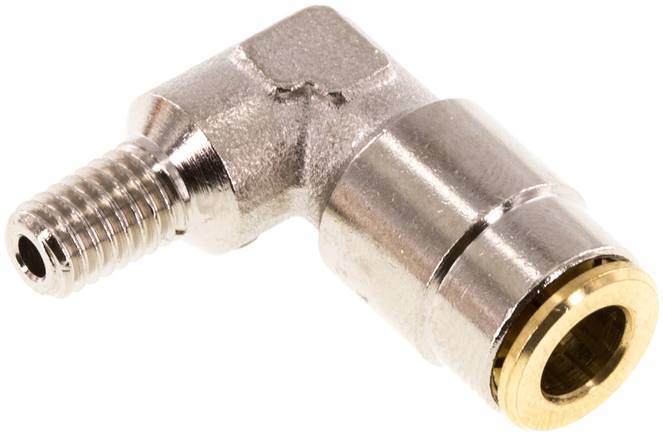 6mm x M 6 (conical) 90deg Elbow Push-in Fitting with Male Threads Brass NBRHigh Pressure