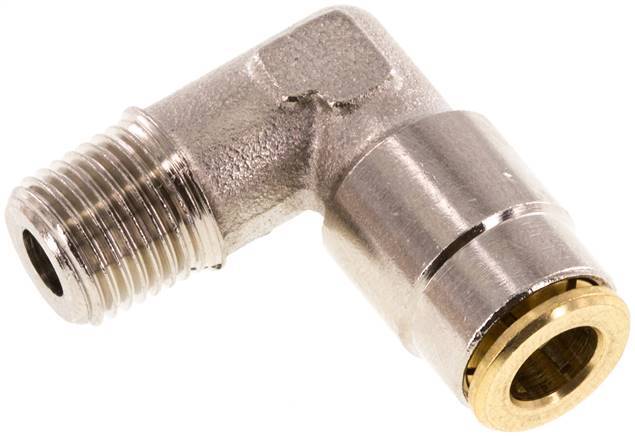 6mm x M 10 x 1 (conical) 90deg Elbow Push-in Fitting with Male Threads Brass NBRHigh Pressure