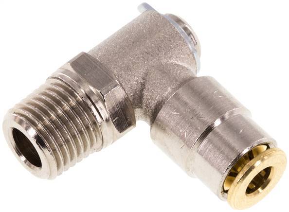 Raccord enfichable coudé 90deg 4mm x M 10 x 1 (conique) avec filetage mâle Laiton NBR RotatifHaute pression