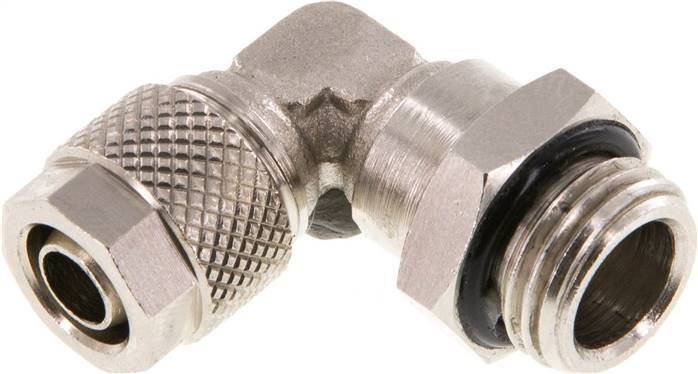 Raccord coude 8x6 & G1/4'' en laiton nickele avec filetage mâle NBR rotatif