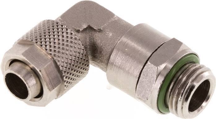 Raccord coude 10x8 & G1/4'' en laiton nickele avec filetage mâle FKM rotatif