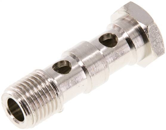 2-way nickel-plated Brass Banjo Bolt with G1/4'' Male Threads L41mm