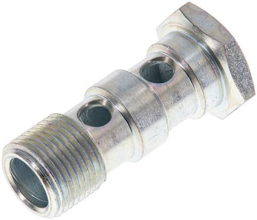 Perno banjo de acero cincado de 2 vías con rosca macho G3/8'' L43mm