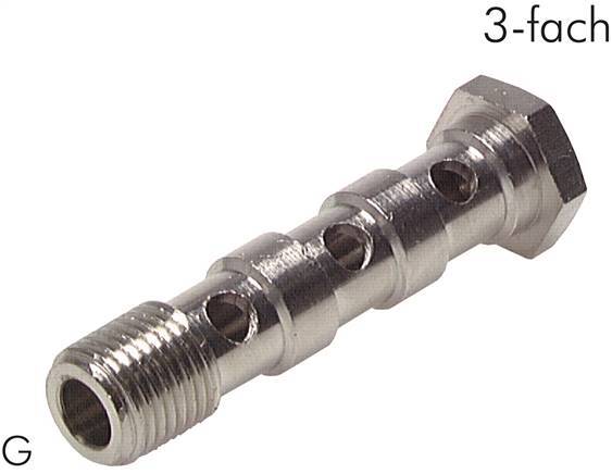 3-way nickel-plated Brass Banjo Bolt with G1/8'' Male Threads L57mm