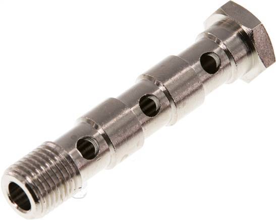 3-way nickel-plated Brass Banjo Bolt with G1/4'' Male Threads L67mm