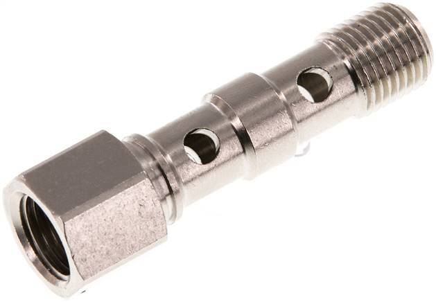 2-way nickel-plated Brass Banjo Bolt with G1/4'' Male and Female Threads L46.7mm