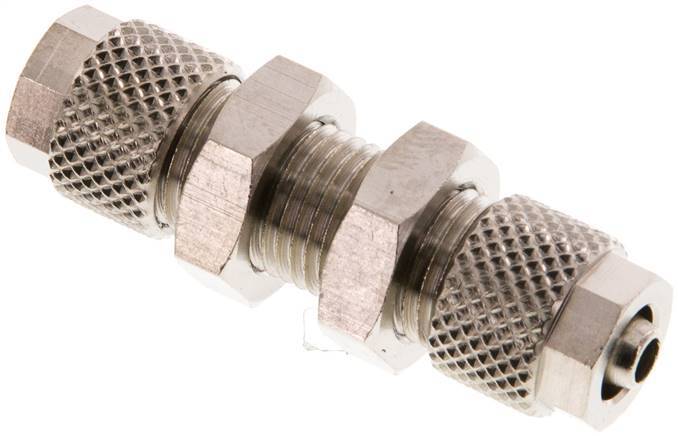 6x4 Nickel plated Brass Straight Push-on Fitting Bulkhead