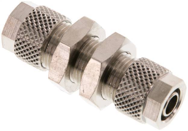 8x6 Nickel plated Brass Straight Push-on Fitting Bulkhead