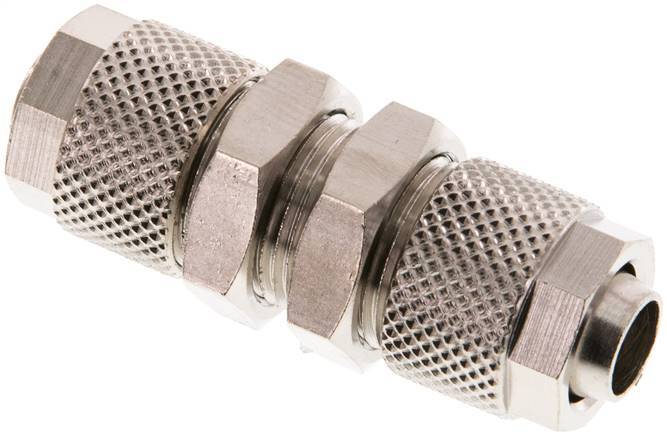 10x8 Nickel plated Brass Straight Push-on Fitting Bulkhead