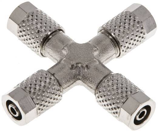 5x3 Nickel plated Brass Cross Push-on Fitting