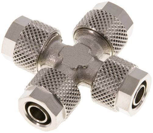 8x6 Nickel plated Brass Cross Push-on Fitting