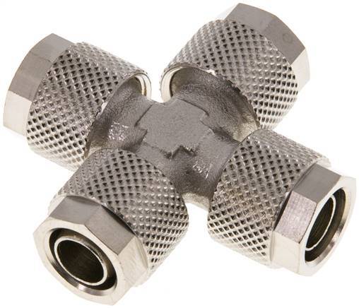 10x8 Nickel plated Brass Cross Push-on Fitting