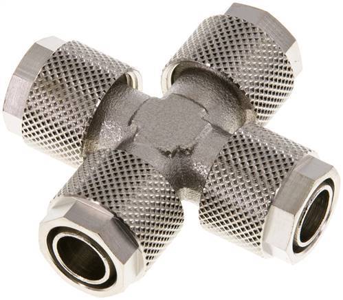 12x10 Nickel plated Brass Cross Push-on Fitting