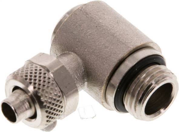 8x6 & G1/4'' Nickel plated Brass Elbow Push-on Fitting with Male Threads Rotatable Inner Hexagon