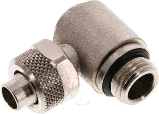 10x8 & G1/4'' Nickel plated Brass Elbow Push-on Fitting with Male Threads Rotatable Inner Hexagon