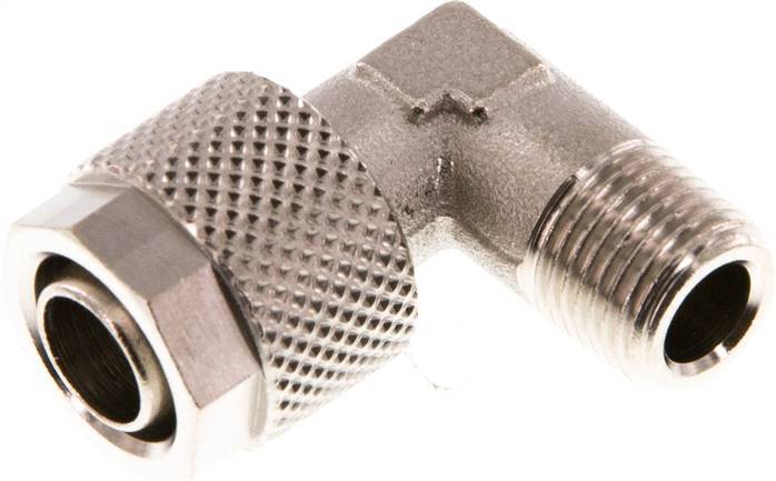 Raccord enfichable coude en laiton nickele 10x8 & R1/8'' à filetage mâle