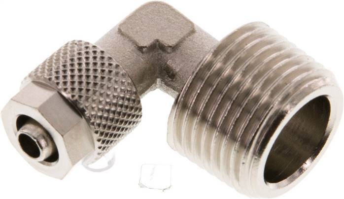 Raccord coude 6x4 & R3/8'' en laiton nickele avec filetage mâle