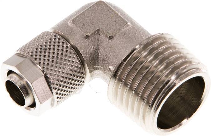 Raccord enfichable coude 10x8 & R1/2'' en laiton nickele à filetage mâle