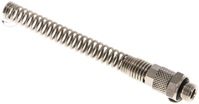 6x4 & G1/8'' Nickel plated Brass Straight Push-on Fitting with Male Threads Bend Protection