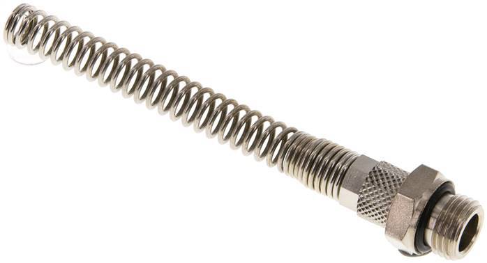 6x4 & G1/4'' Nickel plated Brass Straight Push-on Fitting with Male Threads Bend Protection