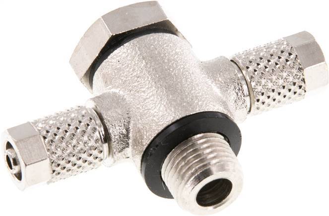 Conector Latón Niquelado en T 5x3 & G1/8'' de Rosca con Junta Tórica