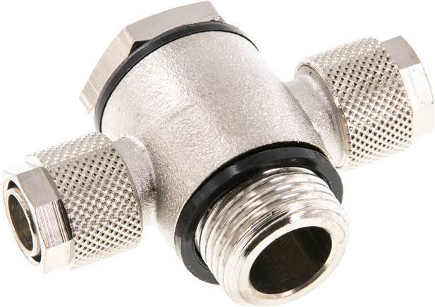 Conector Latón Niquelado en T 12x10 & G1/2'' de Rosca con Junta Tórica