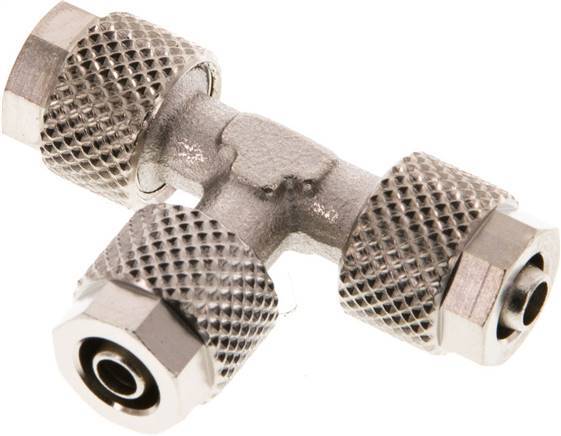 6x4 Nickel plated Brass Tee Push-on Fitting