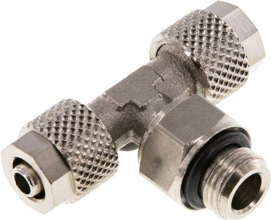 6x4 & G1/8'' Nickel plated Brass Tee Push-on Fitting with Male Threads Rotatable