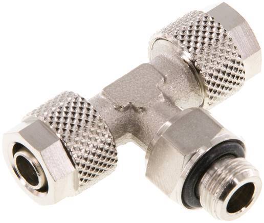 8x6 & G1/8'' Nickel plated Brass Tee Push-on Fitting with Male Threads Rotatable