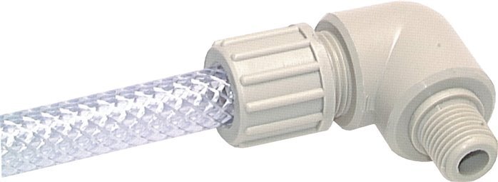 16x10mm & G1/4'' Raccord à compression coude en PP avec filetage mâle 10 bar PVC et PA