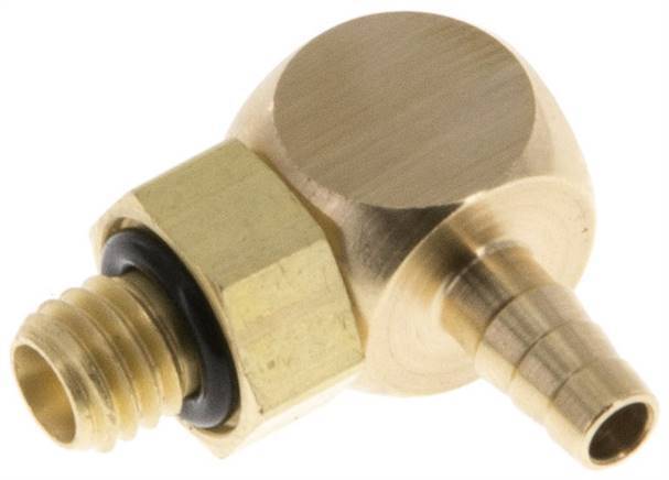 Codo de latón de 3 mm y M5 con rosca macho NBR giratorio