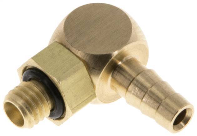 4 mm & M5 Brass Elbow Hose Barb with Male Threads NBR Rotatable