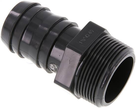 40 mm & G1-1/2'' PVC-U Hose Barb Male 89mm EN 1452-3