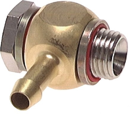 6 mm (1/4'') & G1/4'' Brass Elbow Hose Barb with Male Threads Elastomer Rotatable