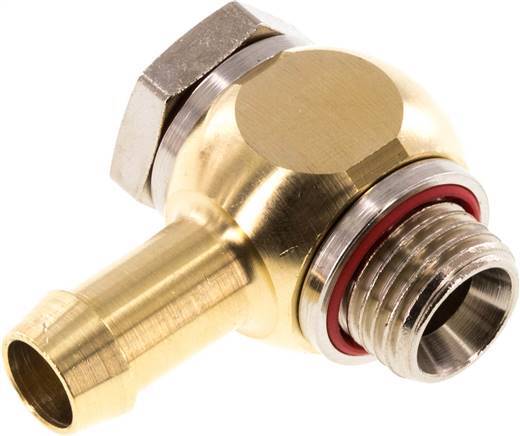 9 mm (3/8'') & G1/4'' Brass Elbow Hose Barb with Male Threads Elastomer Rotatable