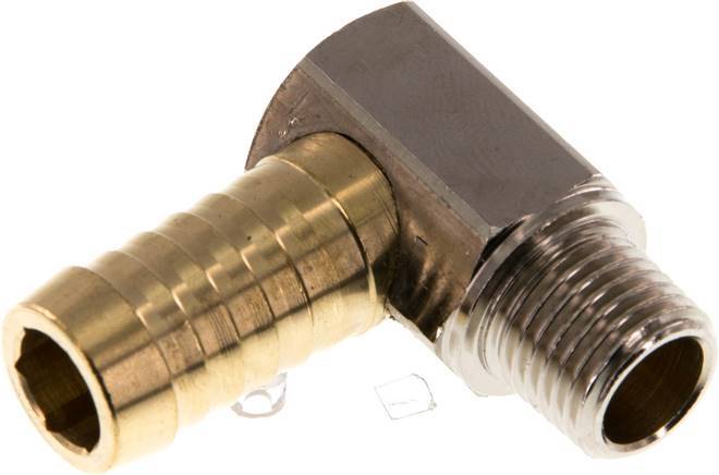 13 mm (1/2'') & R1/4'' Brass Elbow Hose Barb with Male Threads