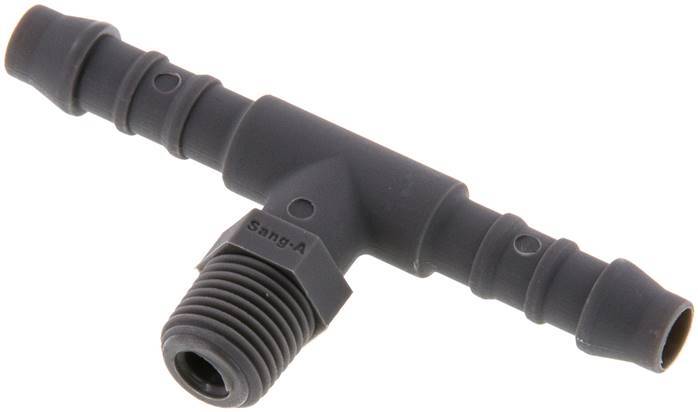 6 mm (1/4'') & R1/8'' PA 6 Tee Hose Barb avec filetages mâles