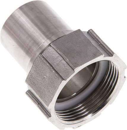 38 mm (1-1/2'') y G1-1/2'' Acero inoxidable 1.4401 Tuerca de racor para manguera Junta plana PTFE Collares de seguridad EN 14420-5 (DIN 2817)