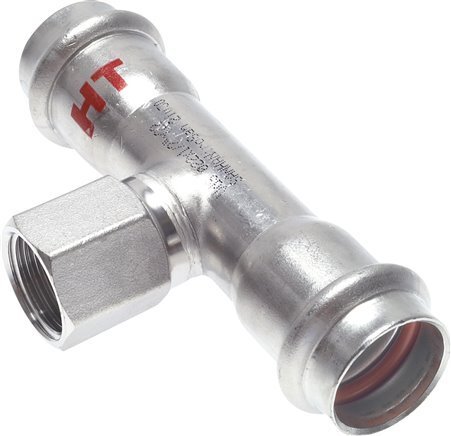 Tee Press Fitting - 15mm Hembra & Rp 1/2'' Hembra - Acero Inoxidable