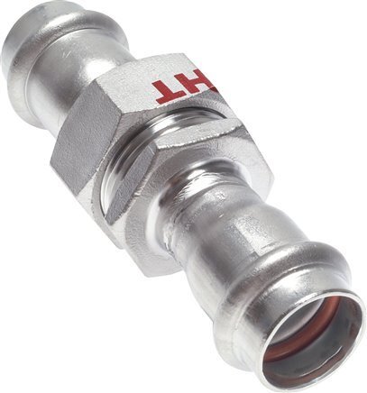 Raccord union à sertir - 18mm femelle - Acier inoxydable à joint plat