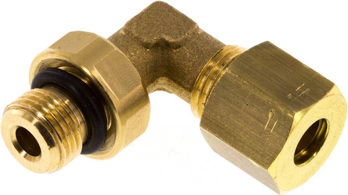 6mm & G1/8'' Brass Elbow Compression Fitting with Male Threads 150 bar NBR Adjustable DIN EN 1254-2