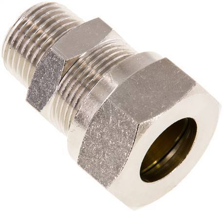 Raccord droit de coupe en laiton nickele 18L & R1/2'' à filetage mâle 65 bar ISO 8434-1