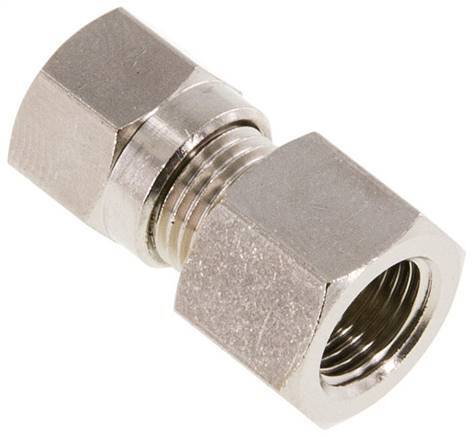 6LL & G1/8'' Nickel plated Brass Straight Cutting Fitting with Female Threads 100 bar ISO 8434-1