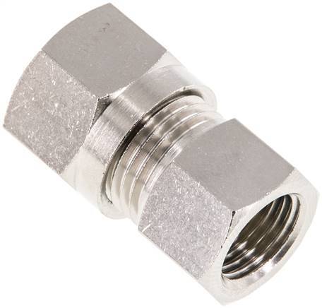 Racor de corte recto de latón niquelado 10L y G1/4'' con rosca hembra 115 bar ISO 8434-1