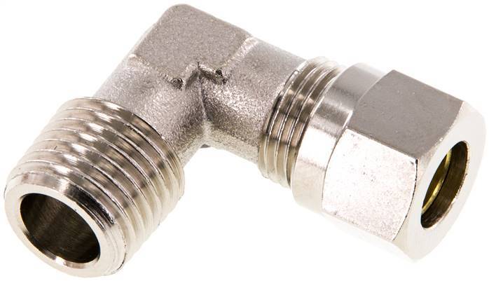 8LL & R1/4'' Nickel plated Brass Elbow Cutting Fitting with Male Threads 100 bar ISO 8434-1