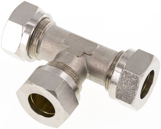 18L Nickel plated Brass T-Shape Tee Cutting Fitting 65 bar ISO 8434-1