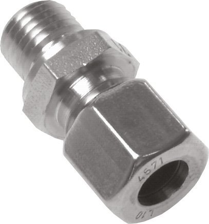 6L & M10x1 Stainless Steel Straight Cutting Fitting with Male Threads 315 bar FKM ISO 8434-1