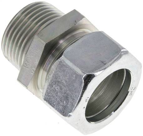 Racor de corte recto de acero galvanizado 28L y R1'' con rosca macho 160 bar ISO 8434-1