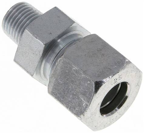 Racor de corte recto de acero galvanizado 12S y R1/4'' con rosca macho 630 bar ISO 8434-1